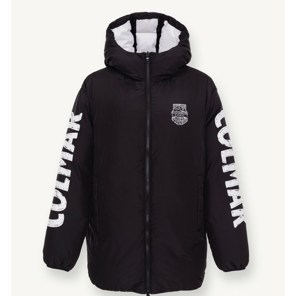 Colmar Reversible Down Puffer Jacket Large Black White Graphic Print Hooded NWT - Picture 15 of 15